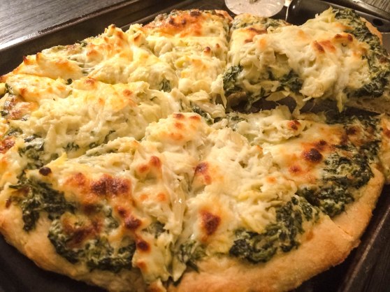 Artichoke spinach pizza
